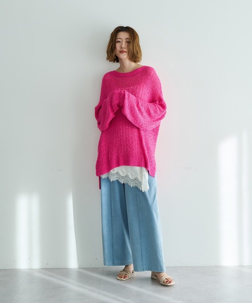 Editt by YECCA VECCA（エディットバイイェッカヴェッカ）の「ルーズニットプルオーバー（ニット/セーター・レディース・ピンク/その他7/アイボリー・FREE）」の21枚目の写真