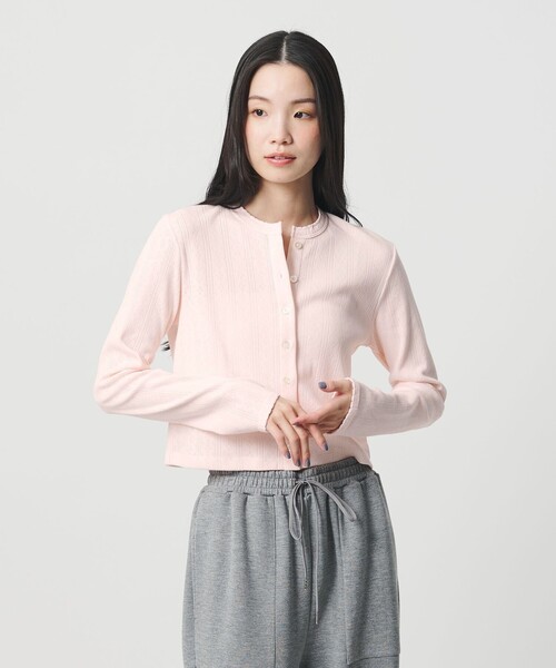 BEAUTY&YOUTH UNITED ARROWS(ビューティーアンドユースユナイテッドアローズ)の「コットン パターンメッシュ カーディガン ウォッシャブル(カーディガン/ボレロ・レディース・ピンク/ホワイト/ブラック/グレー系・FREE)」の1枚目の写真