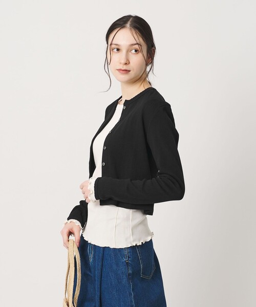 BEAUTY&YOUTH UNITED ARROWS(ビューティーアンドユースユナイテッドアローズ)の「コットン パターンメッシュ カーディガン ウォッシャブル(カーディガン/ボレロ・レディース・ピンク/ホワイト/ブラック/グレー系・FREE)」の3枚目の写真