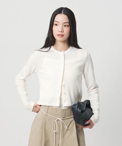 BEAUTY&YOUTH UNITED ARROWS(ビューティーアンドユースユナイテッドアローズ)の「コットン パターンメッシュ カーディガン ウォッシャブル(カーディガン/ボレロ・レディース・ピンク/ホワイト/ブラック/グレー系・FREE)」の8枚目の写真