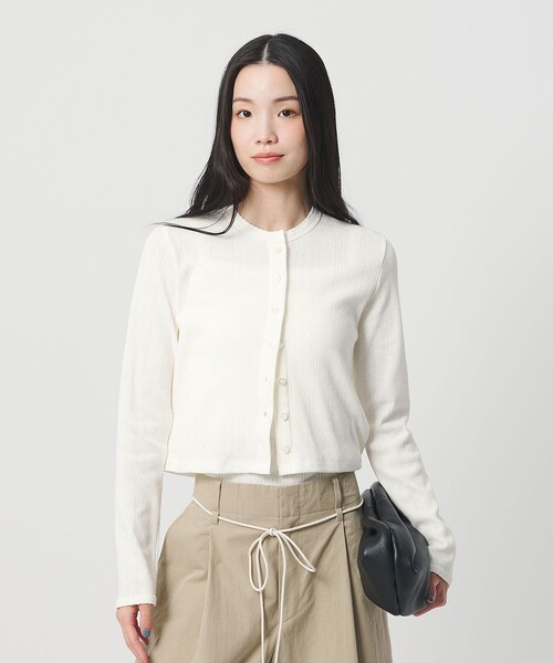 BEAUTY&YOUTH UNITED ARROWS(ビューティーアンドユースユナイテッドアローズ)の「コットン パターンメッシュ カーディガン ウォッシャブル(カーディガン/ボレロ・レディース・ピンク/ホワイト/ブラック/グレー系・FREE)」の9枚目の写真