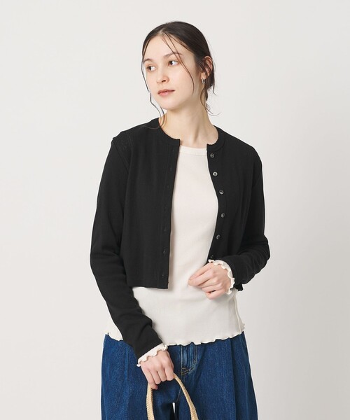 BEAUTY&YOUTH UNITED ARROWS(ビューティーアンドユースユナイテッドアローズ)の「コットン パターンメッシュ カーディガン ウォッシャブル(カーディガン/ボレロ・レディース・ピンク/ホワイト/ブラック/グレー系・FREE)」の11枚目の写真