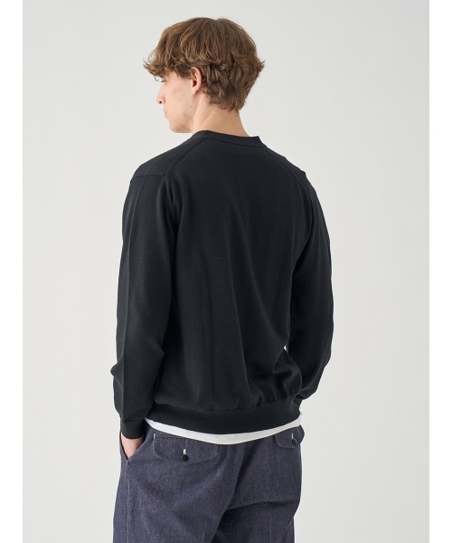 JOHN SMEDLEY（ジョンスメドレー）の「コットン Vネックニットカーディガン（カーディガン/ボレロ・メンズ・ブラック・S/M/L）」の7枚目の写真