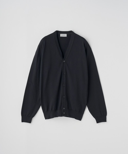 JOHN SMEDLEY（ジョンスメドレー）の「コットン Vネックニットカーディガン（カーディガン/ボレロ・メンズ・ブラック・S/M/L）」の2枚目の写真
