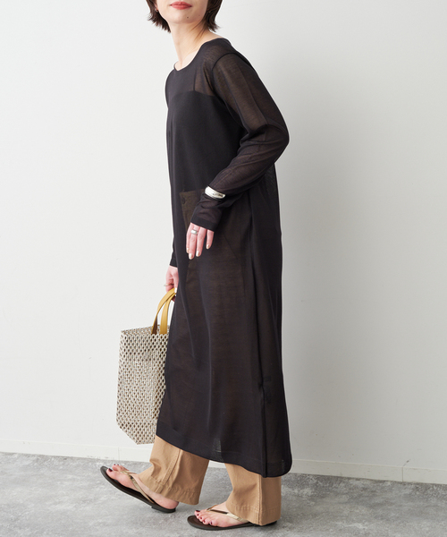 Spick & Span（スピックアンドスパン）の「シアーニットワンピース（ワンピース・レディース・ホワイト/ブラック・FREE）」の6枚目の写真