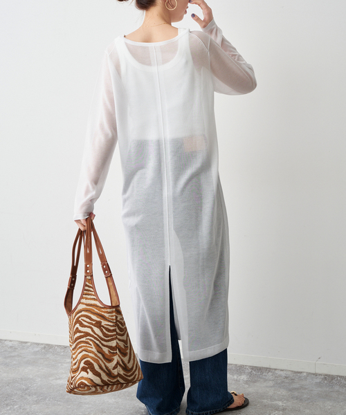 Spick & Span（スピックアンドスパン）の「シアーニットワンピース（ワンピース・レディース・ホワイト/ブラック・FREE）」の12枚目の写真