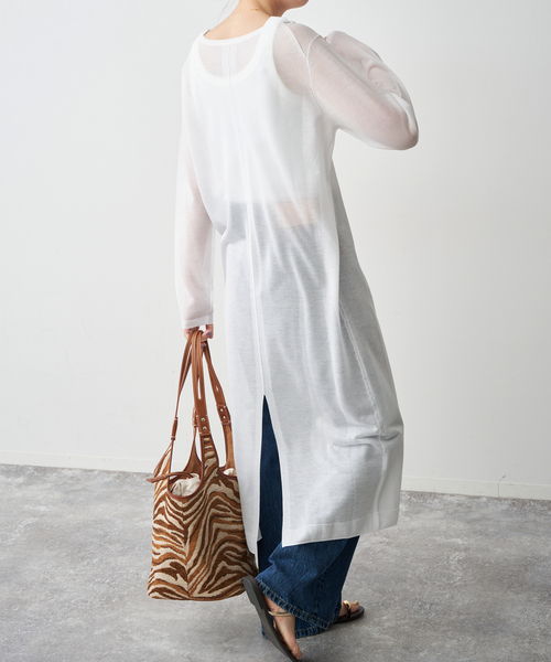 Spick & Span（スピックアンドスパン）の「シアーニットワンピース（ワンピース・レディース・ホワイト/ブラック・FREE）」の13枚目の写真