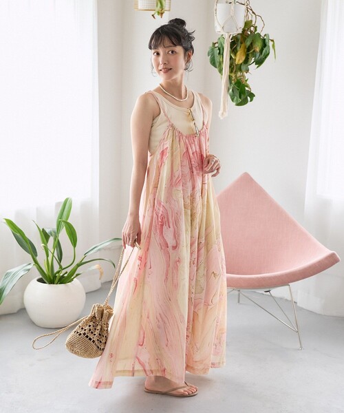 FREAK'S STORE（フリークスストア）の「インド マーブルプリント キャミワンピース（ワンピース・レディース・オレンジ/サックスブルー/ピンク・ﾌﾘ-）」の22枚目の写真