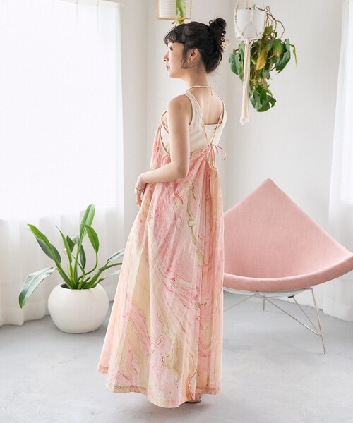 FREAK'S STORE（フリークスストア）の「インド マーブルプリント キャミワンピース（ワンピース・レディース・オレンジ/サックスブルー/ピンク・ﾌﾘ-）」の20枚目の写真