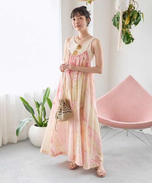FREAK'S STORE（フリークスストア）の「インド マーブルプリント キャミワンピース（ワンピース・レディース・オレンジ/サックスブルー/ピンク・ﾌﾘ-）」の19枚目の写真