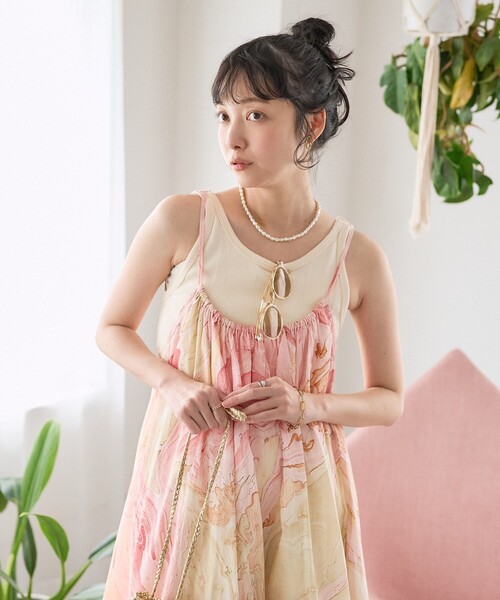 FREAK'S STORE（フリークスストア）の「インド マーブルプリント キャミワンピース（ワンピース・レディース・オレンジ/サックスブルー/ピンク・ﾌﾘ-）」の18枚目の写真