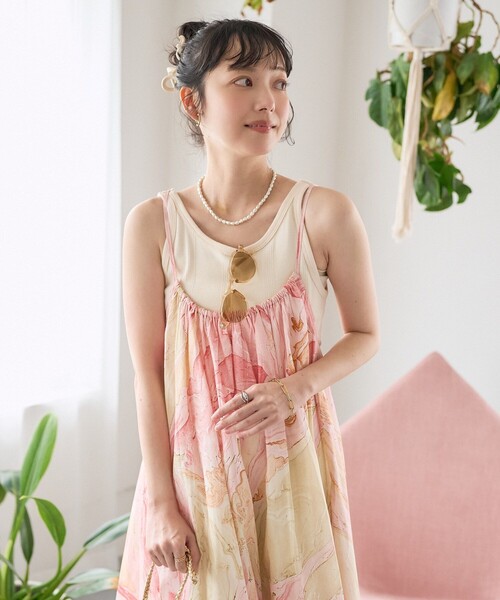 FREAK'S STORE（フリークスストア）の「インド マーブルプリント キャミワンピース（ワンピース・レディース・オレンジ/サックスブルー/ピンク・ﾌﾘ-）」の17枚目の写真