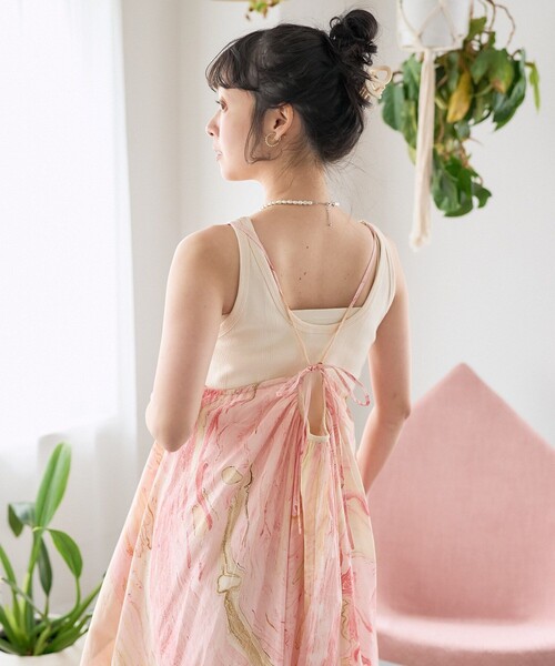 FREAK'S STORE（フリークスストア）の「インド マーブルプリント キャミワンピース（ワンピース・レディース・オレンジ/サックスブルー/ピンク・ﾌﾘ-）」の15枚目の写真