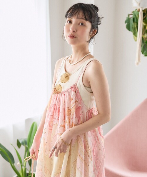 FREAK'S STORE（フリークスストア）の「インド マーブルプリント キャミワンピース（ワンピース・レディース・オレンジ/サックスブルー/ピンク・ﾌﾘ-）」の14枚目の写真