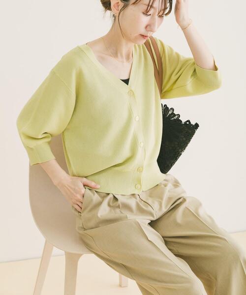 ITEMS URBANRESEARCH(アイテムズ アーバンリサーチ)の「Vネックハーフスリーブニットカーディガン(カーディガン/ボレロ・レディース・シルバー/ブラウン/イエロー系その他・FREE)」の3枚目の写真