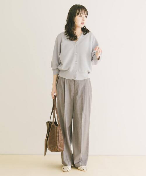 ITEMS URBANRESEARCH(アイテムズ アーバンリサーチ)の「Vネックハーフスリーブニットカーディガン(カーディガン/ボレロ・レディース・シルバー/ブラウン/イエロー系その他・FREE)」の5枚目の写真