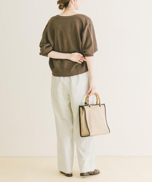 ITEMS URBANRESEARCH(アイテムズ アーバンリサーチ)の「Vネックハーフスリーブニットカーディガン(カーディガン/ボレロ・レディース・シルバー/ブラウン/イエロー系その他・FREE)」の10枚目の写真