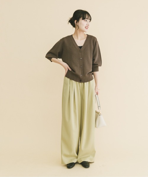 ITEMS URBANRESEARCH（アイテムズ アーバンリサーチ）の「Vネックハーフスリーブニットカーディガン（カーディガン/ボレロ・レディース・シルバー/ブラウン/イエロー系その他・FREE）」の7枚目の写真