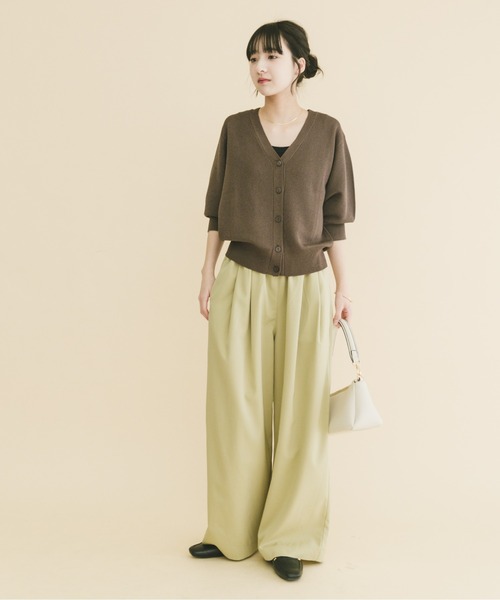 ITEMS URBANRESEARCH（アイテムズ アーバンリサーチ）の「Vネックハーフスリーブニットカーディガン（カーディガン/ボレロ・レディース・シルバー/ブラウン/イエロー系その他・FREE）」の11枚目の写真