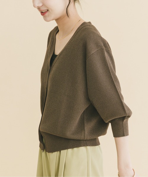 ITEMS URBANRESEARCH（アイテムズ アーバンリサーチ）の「Vネックハーフスリーブニットカーディガン（カーディガン/ボレロ・レディース・シルバー/ブラウン/イエロー系その他・FREE）」の5枚目の写真