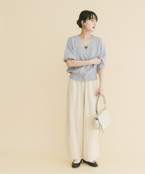 ITEMS URBANRESEARCH（アイテムズ アーバンリサーチ）の「Vネックハーフスリーブニットカーディガン（カーディガン/ボレロ・レディース・シルバー/ブラウン/イエロー系その他・FREE）」の19枚目の写真