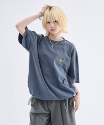 Remember.（リメンバー）の「ハートロゴ刺繍短丈ドローコードTシャツ / Heart Logo Embroidery Drawstring Short T-shirt（Tシャツ/カットソー）」