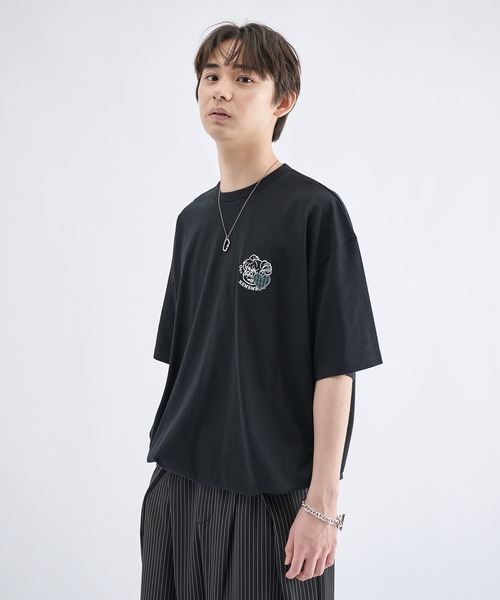 ハートロゴ刺繍短丈ドローコードTシャツ / Heart Logo Embroidery