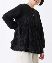 LUCA/LADY LUCK LUCA（ルカ/レディラックルカ）の「LC/LLL テープ刺繍レイヤード風プルオーバー（Tシャツ/カットソー）」