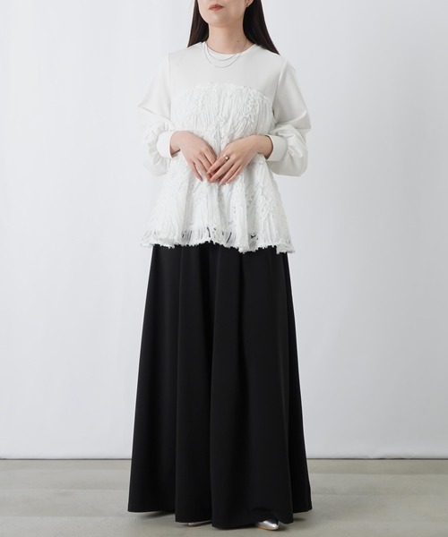 LUCA/LADY LUCK LUCA(ルカ/レディラックルカ)の「LC/LLL テープ刺繍レイヤード風プルオーバー(Tシャツ/カットソー・レディース・ブラック/オフホワイト・FREE)」の8枚目の写真