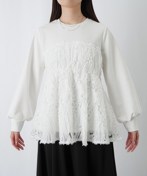 LUCA/LADY LUCK LUCA(ルカ/レディラックルカ)の「LC/LLL テープ刺繍レイヤード風プルオーバー(Tシャツ/カットソー・レディース・ブラック/オフホワイト・FREE)」の12枚目の写真