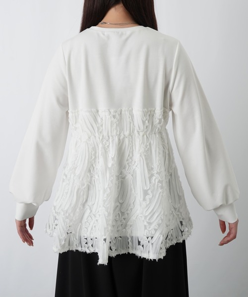 LUCA/LADY LUCK LUCA(ルカ/レディラックルカ)の「LC/LLL テープ刺繍レイヤード風プルオーバー(Tシャツ/カットソー・レディース・ブラック/オフホワイト・FREE)」の13枚目の写真