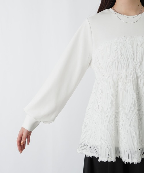 LUCA/LADY LUCK LUCA(ルカ/レディラックルカ)の「LC/LLL テープ刺繍レイヤード風プルオーバー(Tシャツ/カットソー・レディース・ブラック/オフホワイト・FREE)」の14枚目の写真