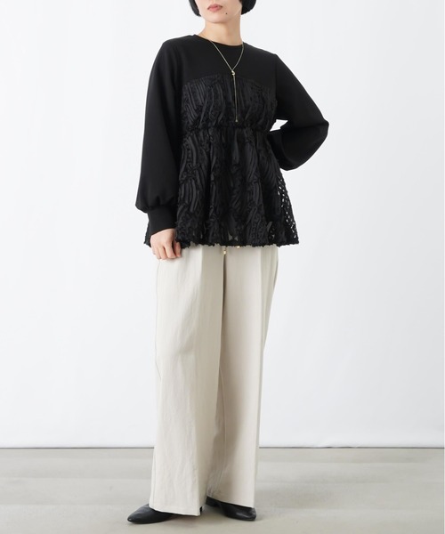 LUCA/LADY LUCK LUCA(ルカ/レディラックルカ)の「LC/LLL テープ刺繍レイヤード風プルオーバー(Tシャツ/カットソー・レディース・ブラック/オフホワイト・FREE)」の7枚目の写真