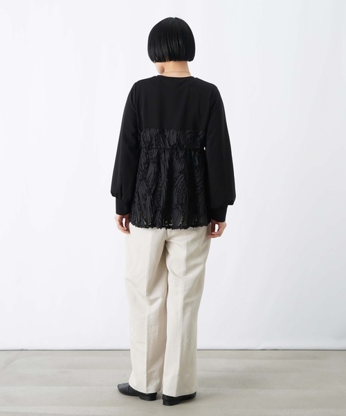 LUCA/LADY LUCK LUCA(ルカ/レディラックルカ)の「LC/LLL テープ刺繍レイヤード風プルオーバー(Tシャツ/カットソー・レディース・ブラック/オフホワイト・FREE)」の6枚目の写真