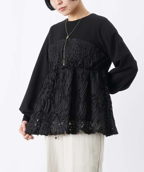 LUCA/LADY LUCK LUCA(ルカ/レディラックルカ)の「LC/LLL テープ刺繍レイヤード風プルオーバー(Tシャツ/カットソー・レディース・ブラック/オフホワイト・FREE)」の18枚目の写真