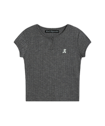 Rest&Recreation | BUTTON-UP CAP SLEEVE TOP - GREY(Tシャツ/カットソー)