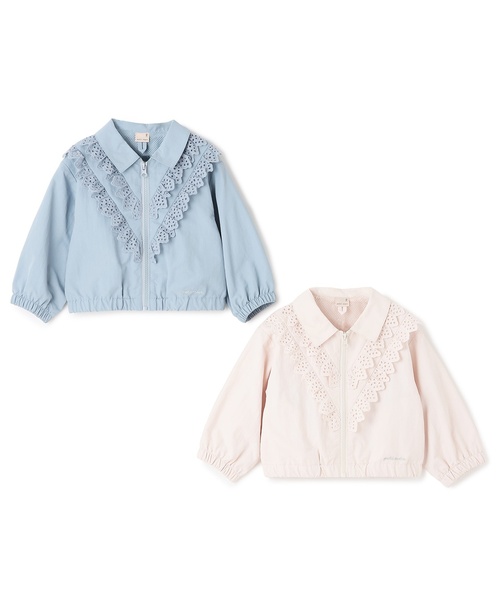 petit main(プティマイン)の「レースフリルブルゾン(ブルゾン・キッズ・ライトピンク/ブルー・80cm/130cm/120cm/110cm/100cm/90cm)」の5枚目の写真