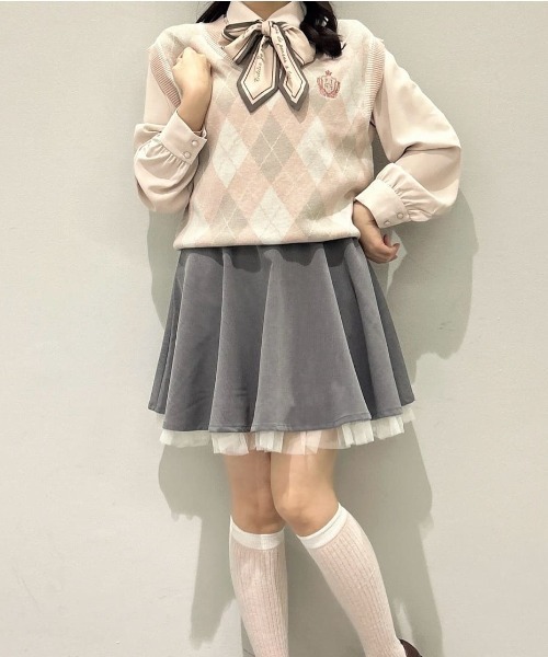 F i.n.t（フィント）の「エンブレム刺繍アーガイルニットベスト/fint フィント（ベスト・レディース・ライトピンク/ライトグレー・FREE）」の22枚目の写真