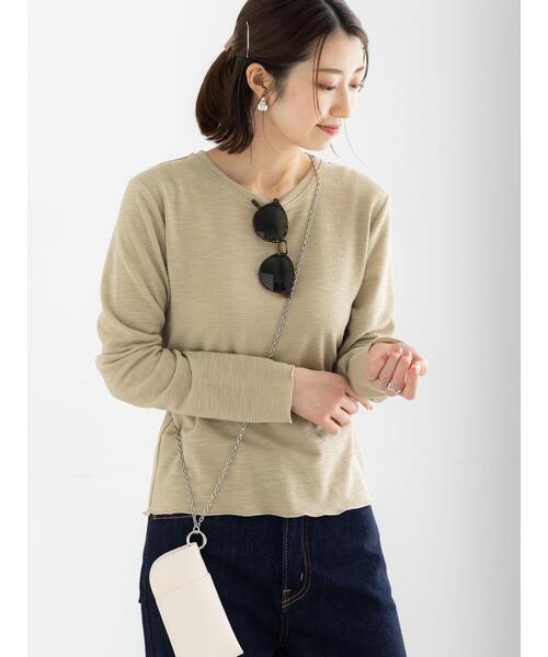 Te chichi(テチチ)の「スラブ天竺プルオーバー(Tシャツ/カットソー・レディース・チャコールグレー/オフホワイト/オリーブ・F)」の3枚目の写真