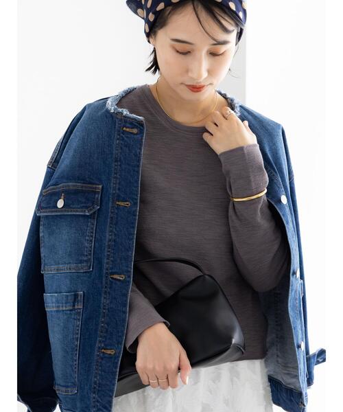 Te chichi(テチチ)の「スラブ天竺プルオーバー(Tシャツ/カットソー・レディース・チャコールグレー/オフホワイト/オリーブ・F)」の20枚目の写真