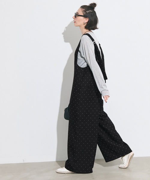 coca(coca)(コカ)の「ドットVネックオールインワン(つなぎ/オールインワン・レディース・ブラック/アイボリー・L/M)」の7枚目の写真