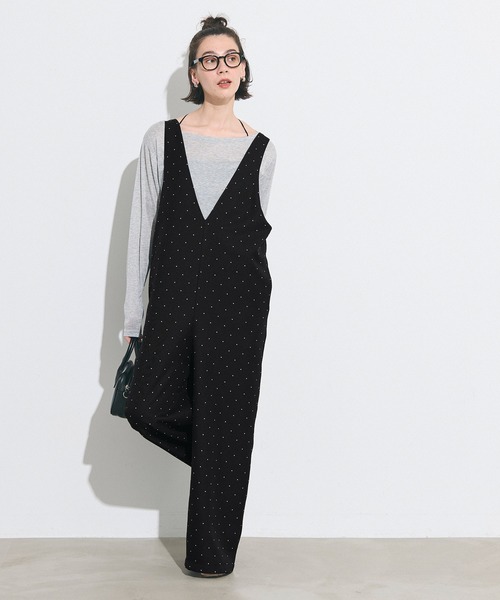 coca(coca)(コカ)の「ドットVネックオールインワン(つなぎ/オールインワン・レディース・ブラック/アイボリー・L/M)」の8枚目の写真