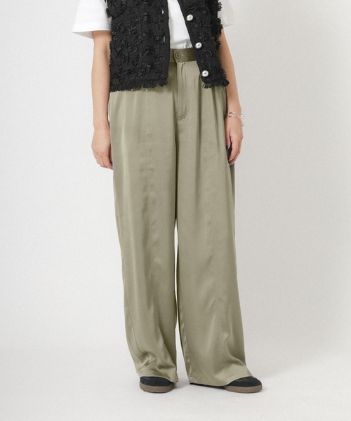Floran（フローラン）の「ヴィンテージサテンライクパンツ（スラックス・レディース・カーキ/チャコールグレー・FREE）」の18枚目の写真