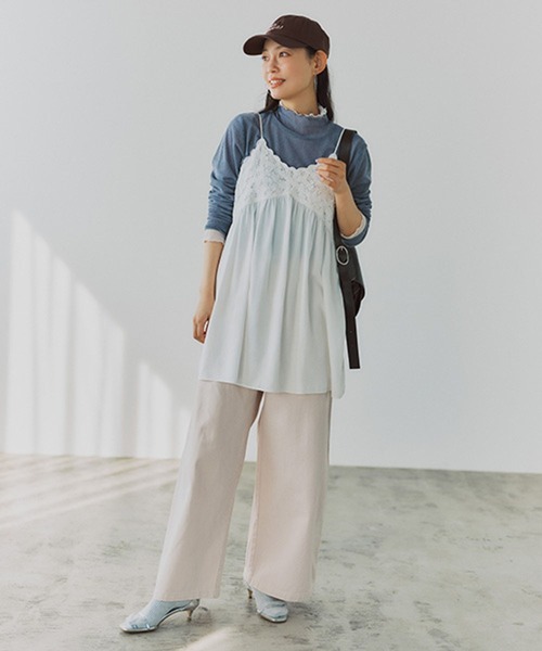 studio CLIP（スタディオクリップ）の「バテンレースキャミソールチュニックワンピース（チュニック・レディース・オフホワイト/カーキ・FREE）」の6枚目の写真