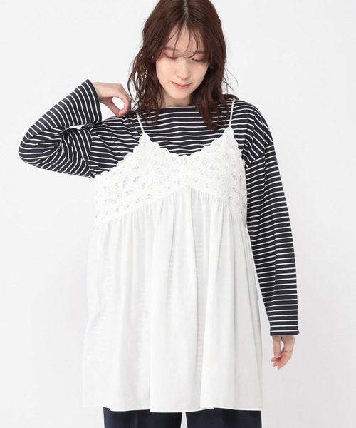 studio CLIP（スタディオクリップ）の「バテンレースキャミソールチュニックワンピース（チュニック・レディース・オフホワイト/カーキ・FREE）」の7枚目の写真