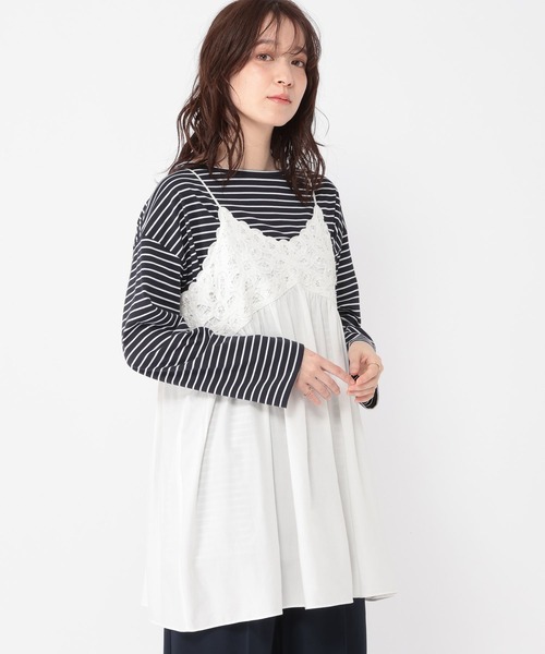 studio CLIP（スタディオクリップ）の「バテンレースキャミソールチュニックワンピース（チュニック・レディース・オフホワイト/カーキ・FREE）」の9枚目の写真