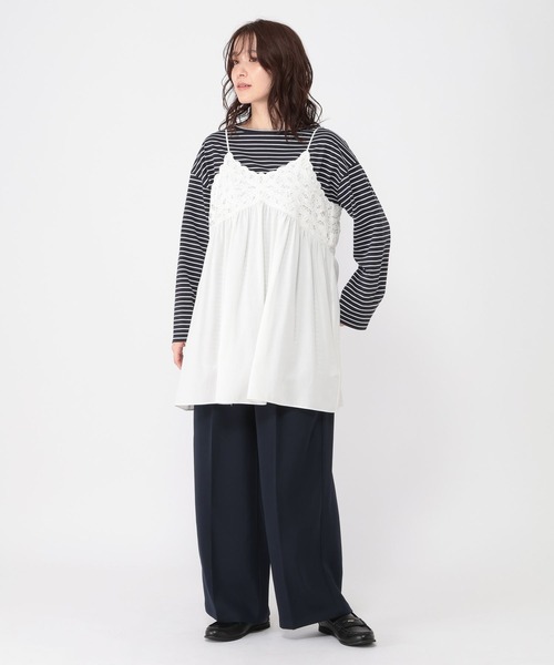 studio CLIP（スタディオクリップ）の「バテンレースキャミソールチュニックワンピース（チュニック・レディース・オフホワイト/カーキ・FREE）」の10枚目の写真