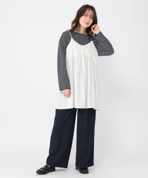 studio CLIP（スタディオクリップ）の「バテンレースキャミソールチュニックワンピース（チュニック・レディース・オフホワイト/カーキ・FREE）」の11枚目の写真