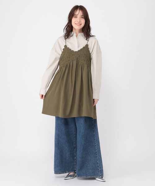 studio CLIP（スタディオクリップ）の「バテンレースキャミソールチュニックワンピース（チュニック・レディース・オフホワイト/カーキ・FREE）」の14枚目の写真