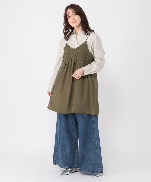 studio CLIP（スタディオクリップ）の「バテンレースキャミソールチュニックワンピース（チュニック・レディース・オフホワイト/カーキ・FREE）」の15枚目の写真